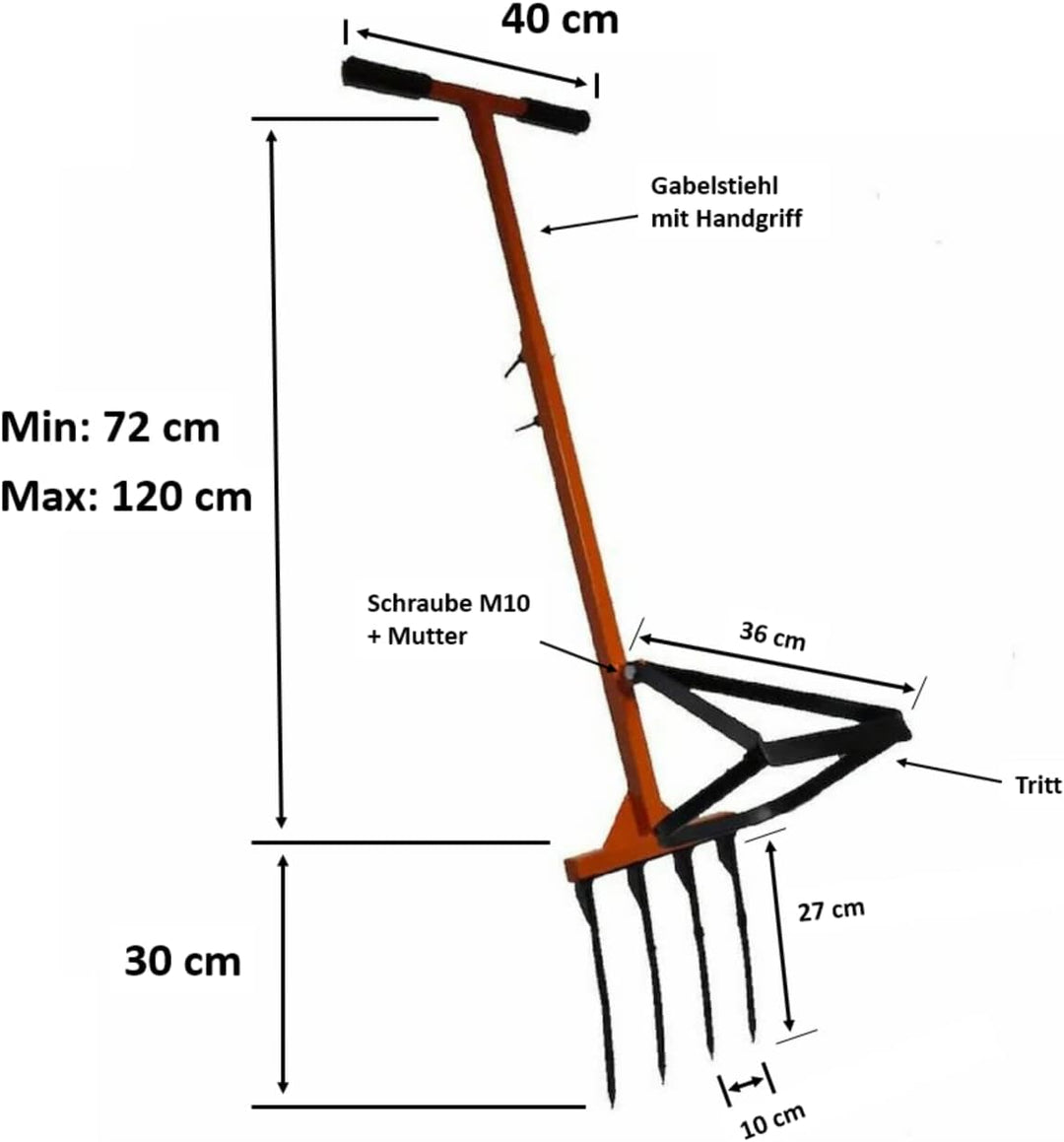 Doppelgrabegabel 4-Zähne Grabegabel Bodenlüfter Doppel Spatengabel Hacke Kultivator Bodenlockerer Ga