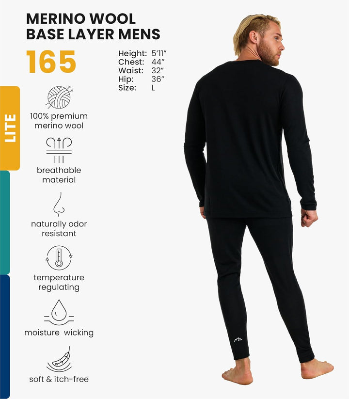 Merino.tech 100% Merino Unterwäsche Herren Set - Leicht, Mittelgewicht, Thermounterwäsche Merinowoll