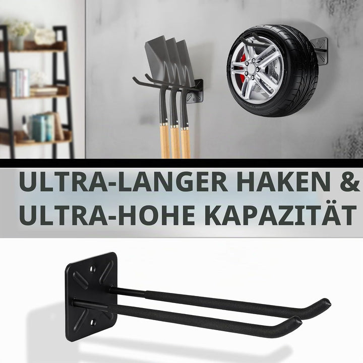 Robuste grosse Garagenhaken, Wandhalterung für Garagen-Werkzeug-Organizer, Wandhalterung für Reifenr