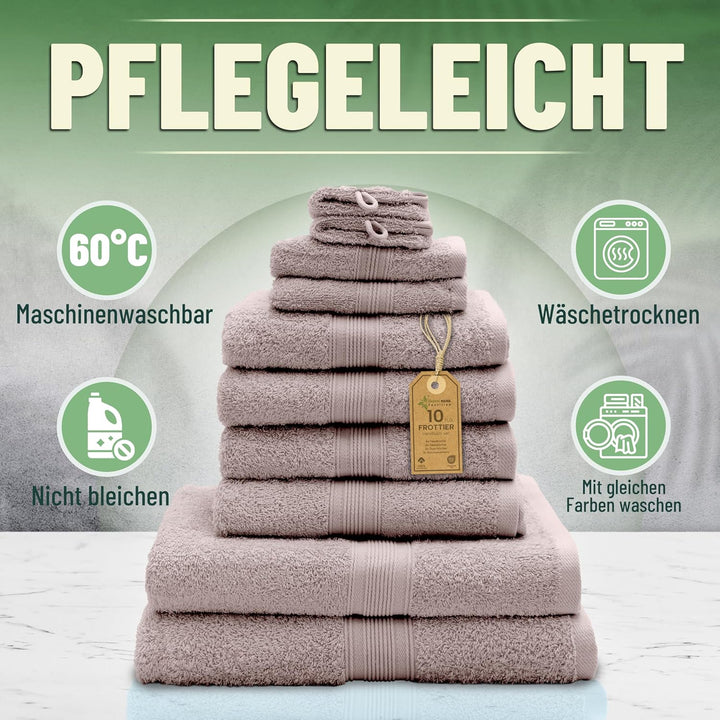GREEN MARK Textilien 10 TLG. FROTTIER Handtuch-Set mit verschiedenen Grössen 4X Handtücher, 2X Dusch