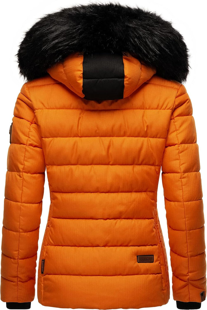MARIKOO Damen warme Winter Steppjacke mit Kapuze Unique XS-XXL XS Burnt Orange, XS Burnt Orange