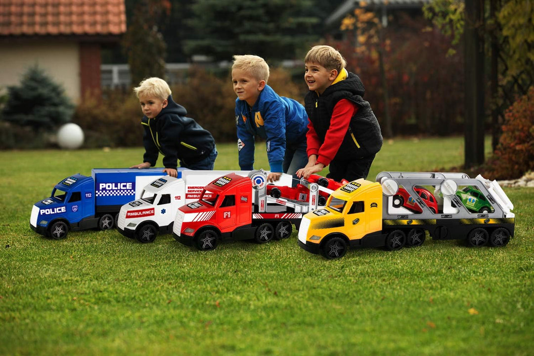 Wader 36200 - Magic Truck Polizeieinsatzfahrzeug mit Seitentür, ab 3 Jahren, ca. 79 cm, ideal als Ge