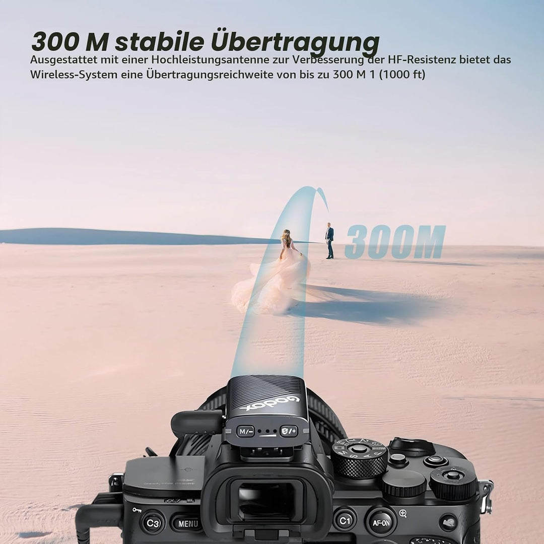 Godox Cube-C Combo Kit2 Wireless Lavalier Mikrofon für Kamera/iPhone/Android/PC,300m Reichweite, 48K