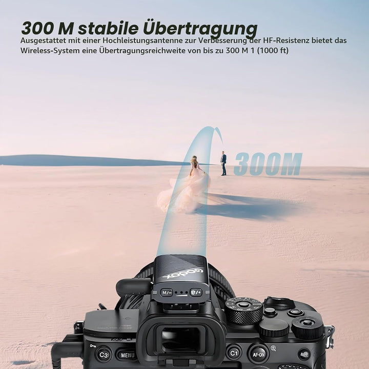 Godox Cube-C Combo Kit2 Wireless Lavalier Mikrofon für Kamera/iPhone/Android/PC,300m Reichweite, 48K
