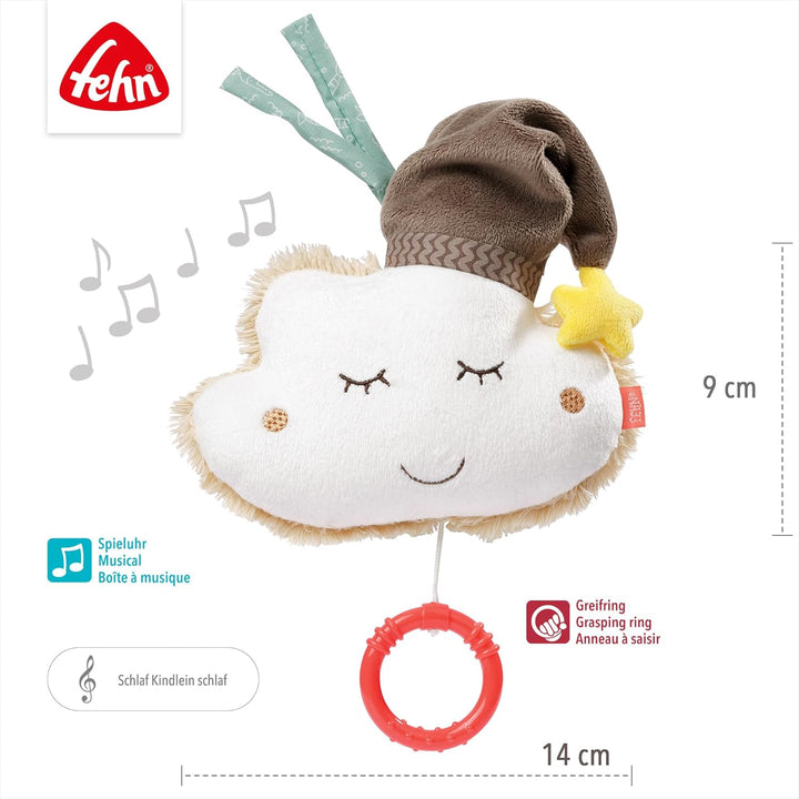Fehn Spieluhr Baby Einschlafhilfe Wolke - Kuscheltier mit sanfter Einschlafhilfe Melodie "Schlaf Kin