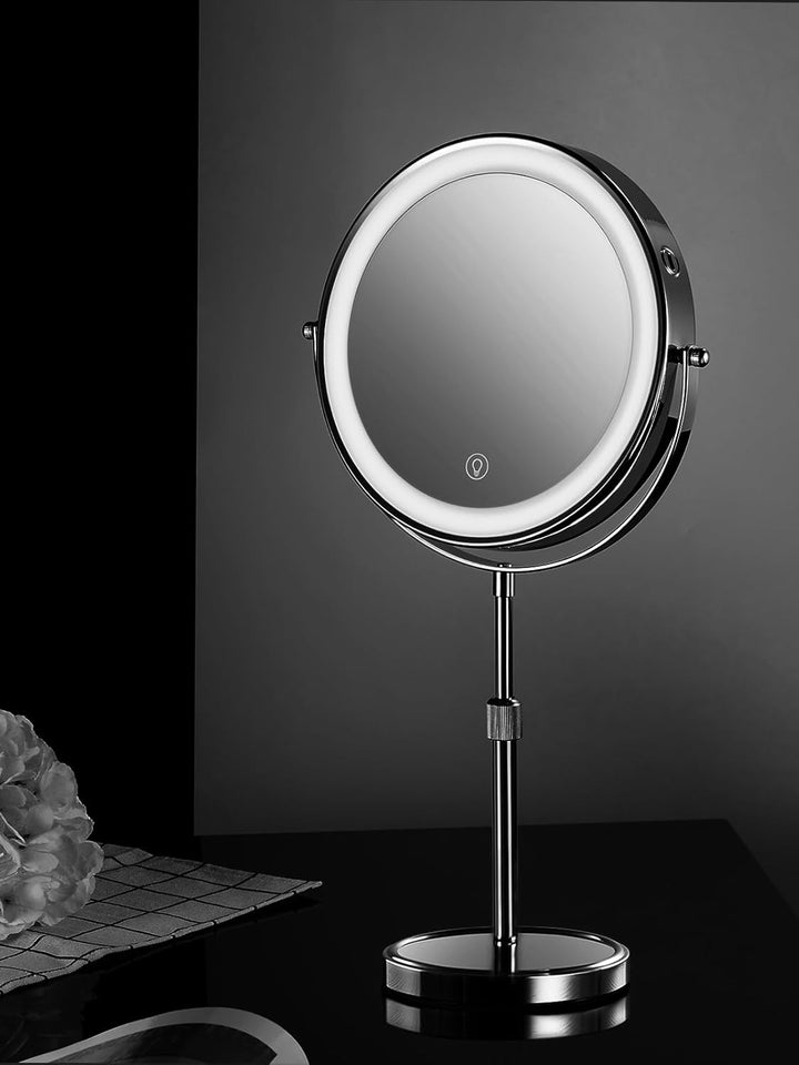 OMIRO 1X/10X Vergrösserungs Make-up Spiegel mit Lichtern, 21 cm Doppelseitiger Schwenkbarer Kosmetik