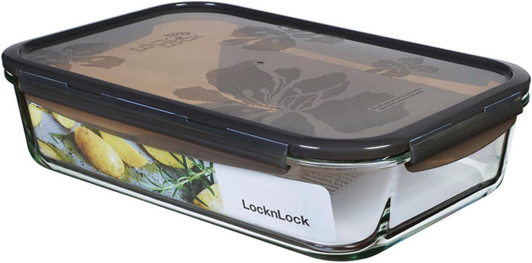 LocknLock OVEN GLASS Frischhaltedosen Glas mit Deckel | 3,6 L | 345 x 236 x 88 mm | Kühlschrank, Gef
