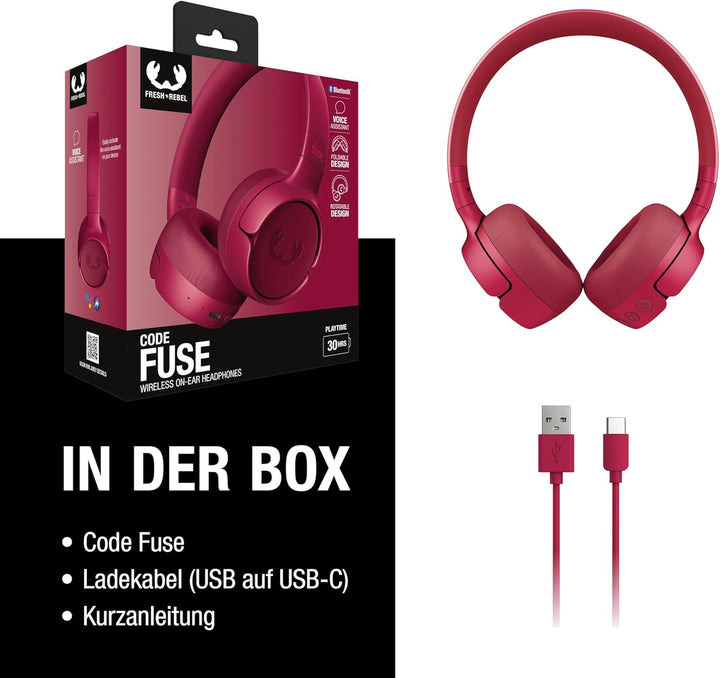 Fresh 'n Rebel Code Fuse, Bluetooth-Kopfhörer on-Ear, kabellos, 30 Stunden Spielzeit, mit Mikrofon u