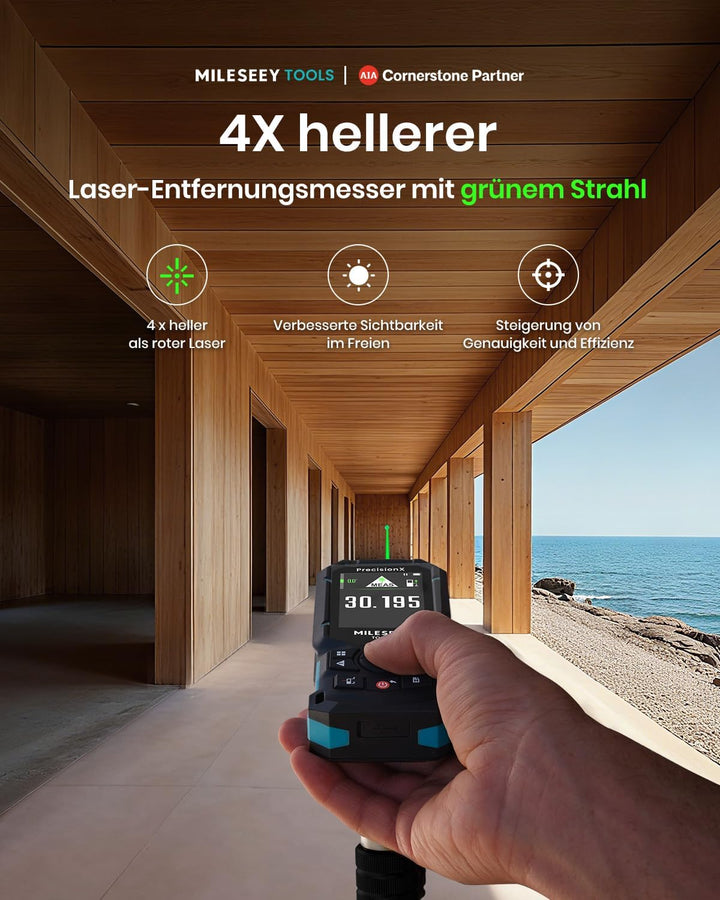 MiLESEEY S50 Laser Entfernungsmesser mit Grünem Strahl, 120 m Lasermessgerät, P2P Laser Messgerät, S