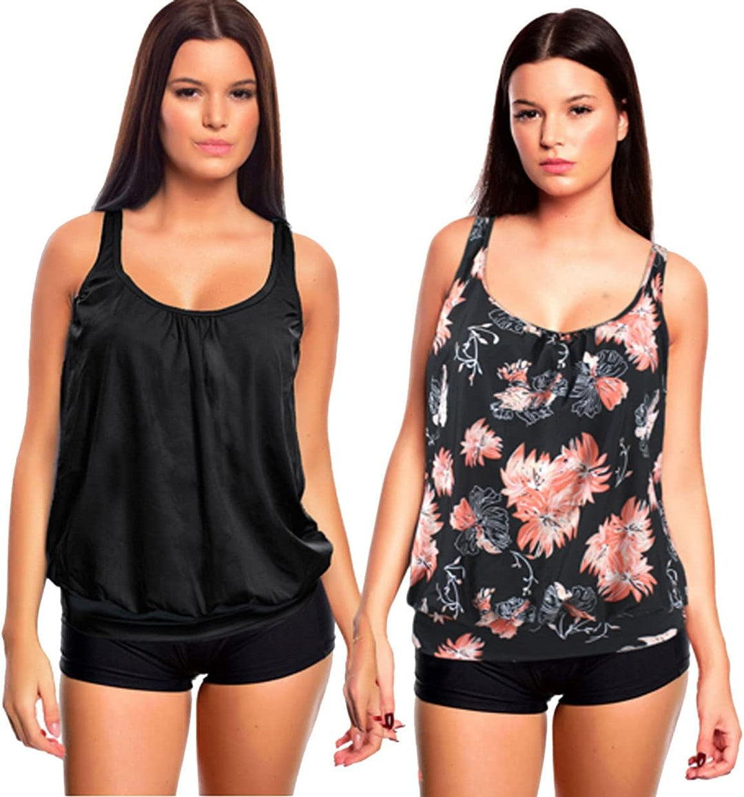 Octopus 3tlg. Damen Oversize Tankini Set zum Kombinieren! 2 Oberteile und 1 Hotpants f5495 46 Oberte