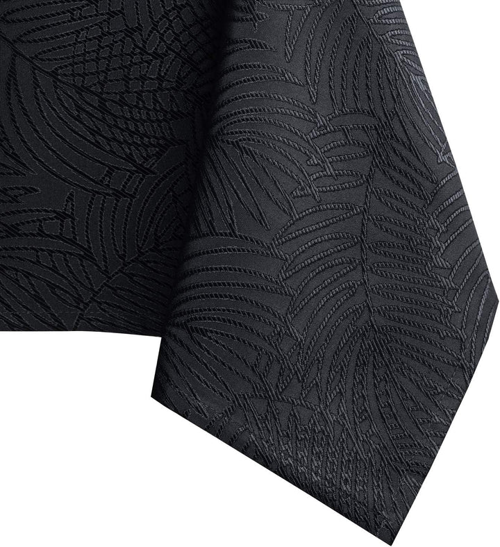 AmeliaHome Tischläufer Set 35x300 cm und 115x300 cm Lotuseffekt Wasserabweisend Blätter Schwarz Gaia