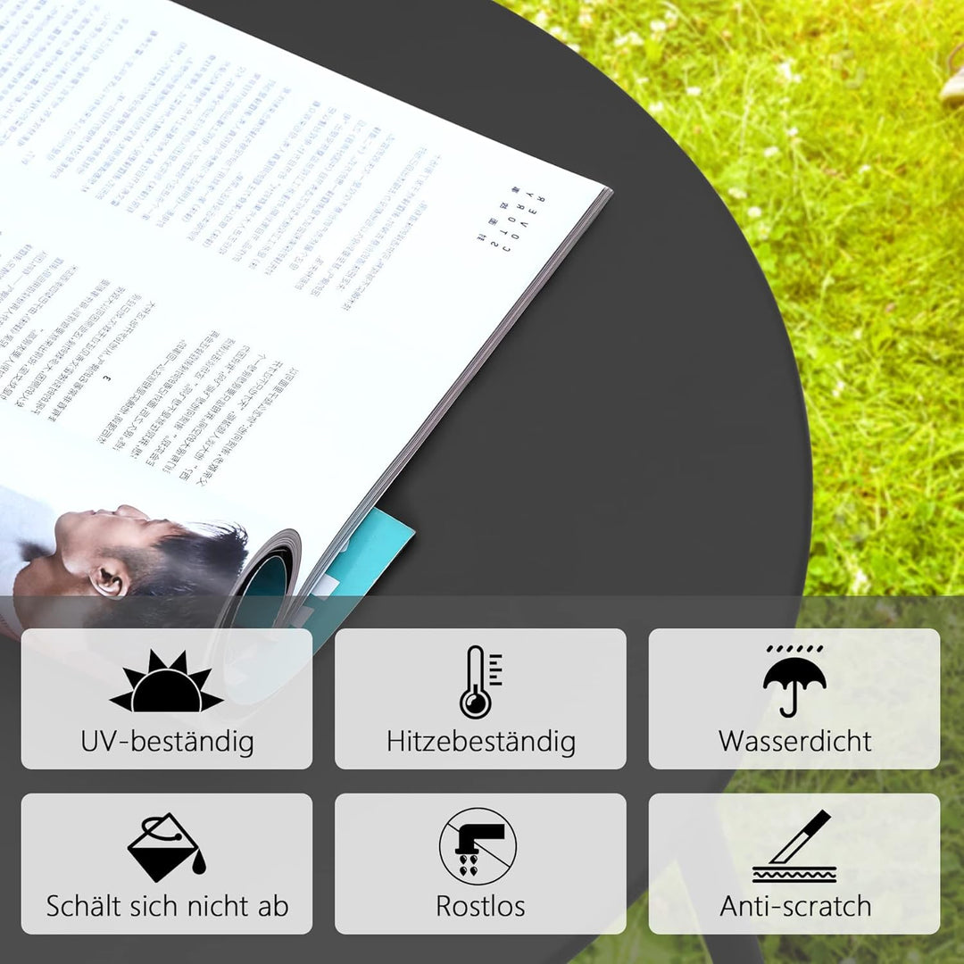 Beistelltisch, Kleiner Beistelltisch Metall, Garten Rund, Couchtish & Kaffeetisch mit Verstellbarer