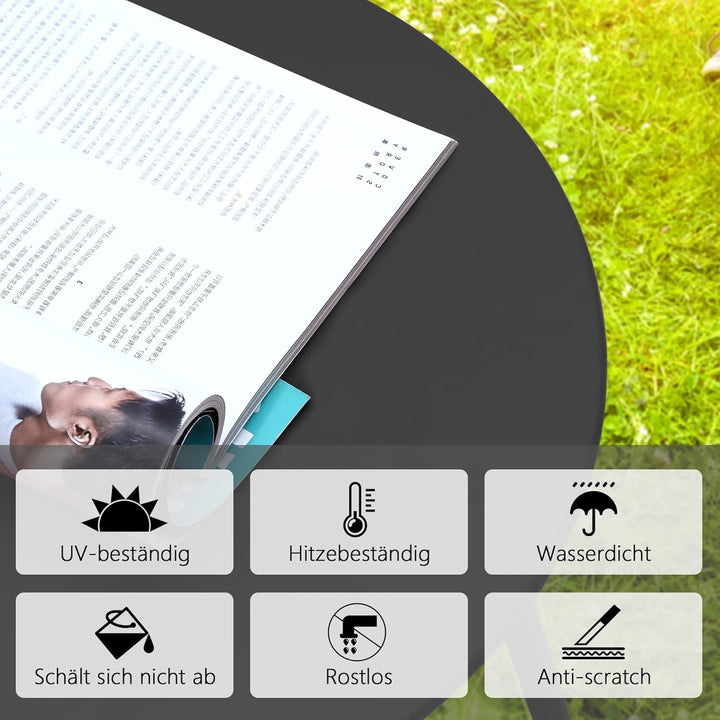 Beistelltisch, Kleiner Beistelltisch Metall, Garten Rund, Couchtish & Kaffeetisch mit Verstellbarer