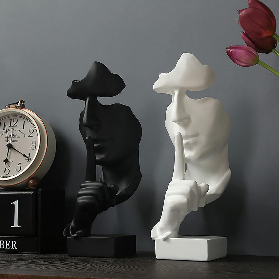 aboxoo Denker Statue, Stille ist Gold, abstrakte Kunstfigur, moderne Heimkunst-Skulpturen, dekorativ