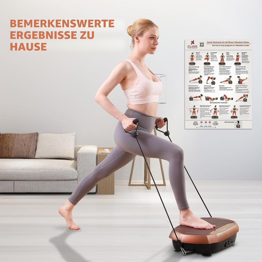 Eilison Ganzkörper-Vibrationsplatten-Workout-Poster – Umfassende Vibrationsplatte Übungsmaschinen-Di