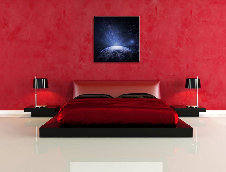 Pixxprint Sicht vom Mond auf die Erde als Leinwandbild/Grösse: 70x70 cm/Wandbild/Kunstdruck/fertig b