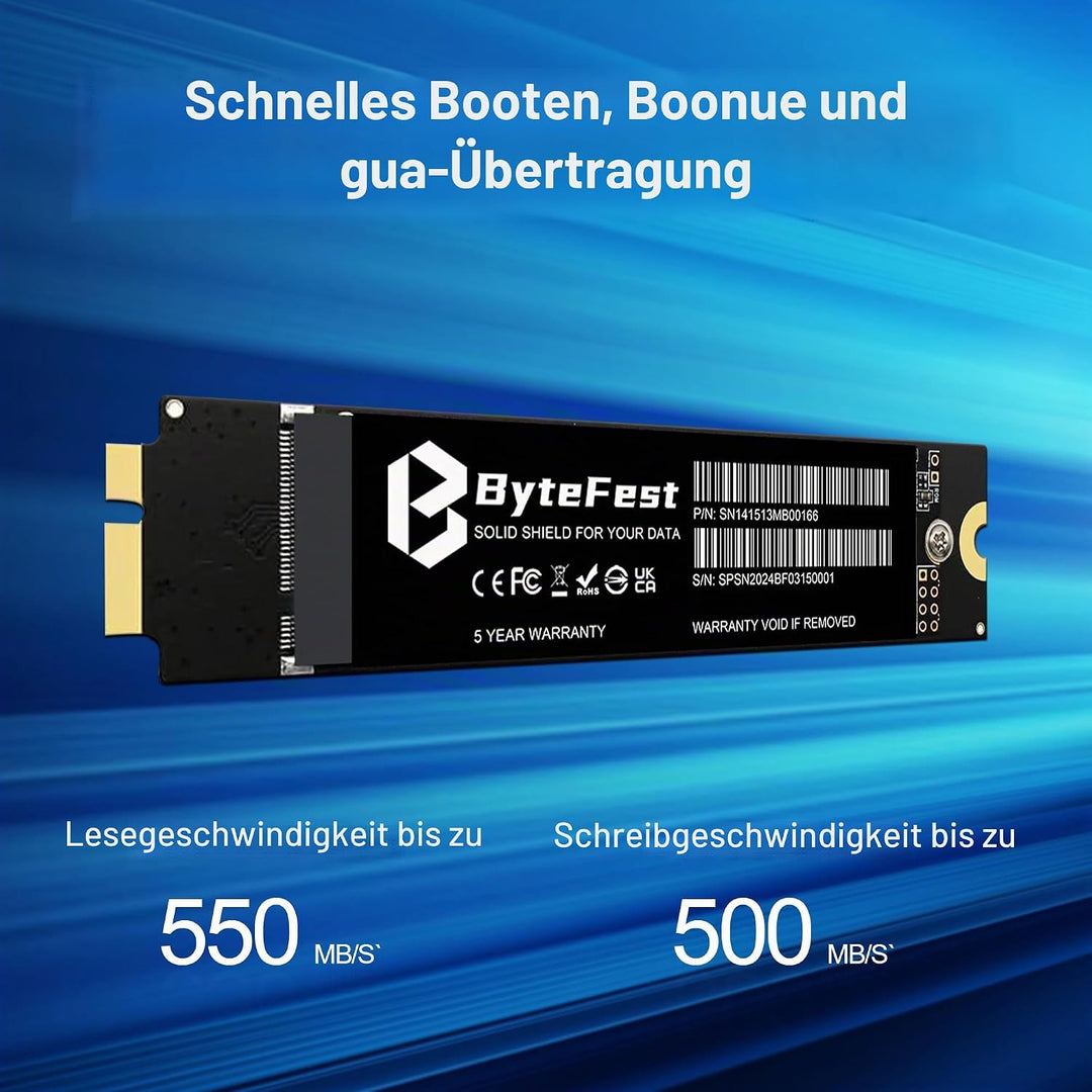 ByteFest SSD 256GB für MAC, Interne Festplatte, 3D NAND Kompatibel mit Apple MacBook Air 2010-2011 A