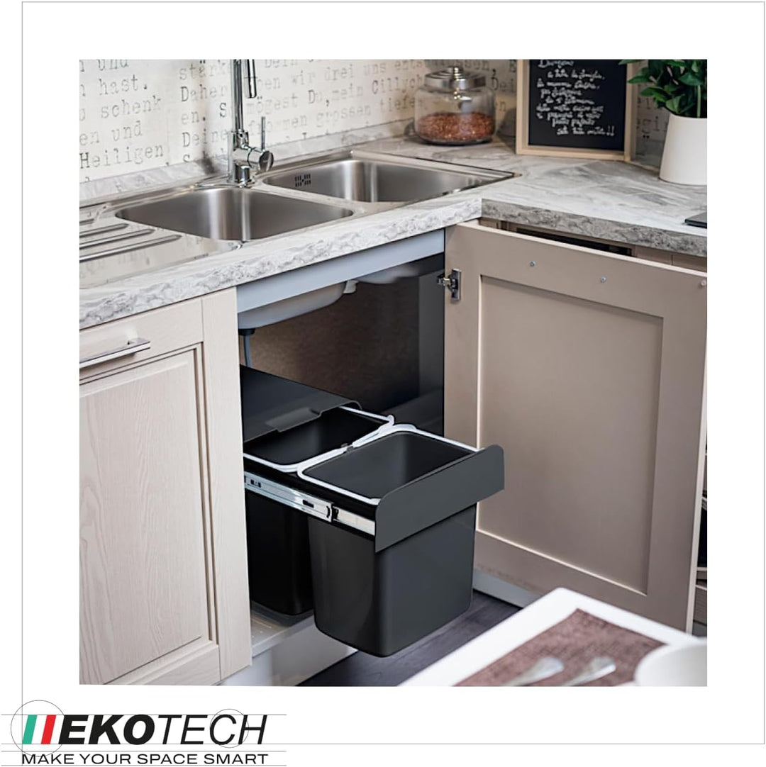 EKOTECH Abfallsammler EKKO 40 BIO mit 32 Liter Füllvolumen für 40 cm Schrankbreite