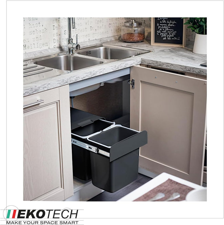 EKOTECH Abfallsammler EKKO 40 BIO mit 32 Liter Füllvolumen für 40 cm Schrankbreite