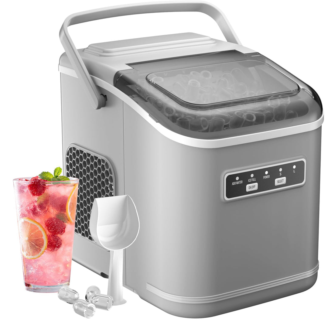 Eiswürfelmaschine, Eiswürfelbereiter Ice Maker 9 Eiswürfel in 6-8 Minuten, 12kg in 24h, Selbstreinig