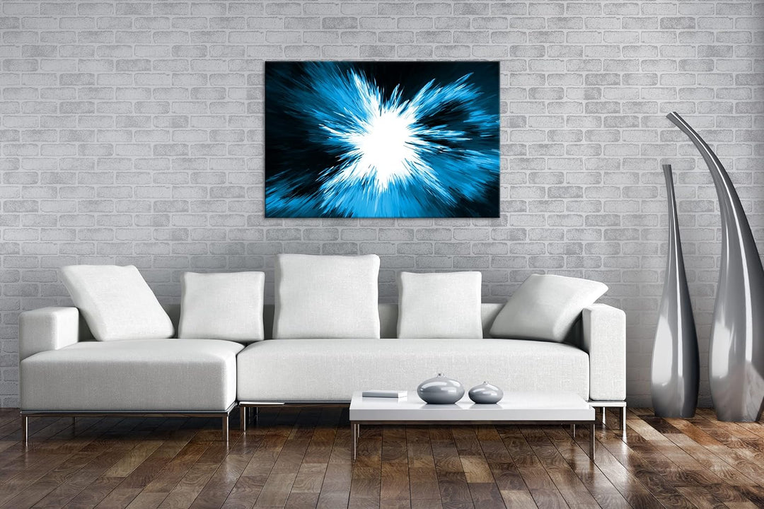 deyoli Farbenfrohe Explosion Format 80x60 Effekt: Monocrome Blau als Leinwandbild, Motiv fertig gera