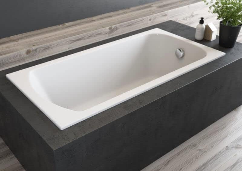 KOLMAN Badewanne CLASSIC SLIM Rechteck 180x80 mit Styroporverkleidung (Ablage 4cm), Ablaufgarnitur u