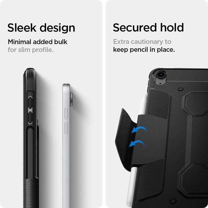 Spigen Rugged Armor Pro Hülle für iPad Air 11 und 10.9 Zoll | Robuste Hülle mit Pencil Halter, Tri F