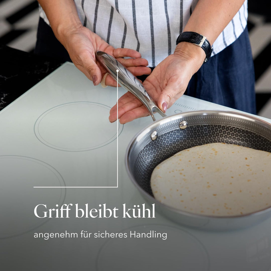 FLORINA Bratpfanne aus Edelstahl ARISTO | Pfanne 24 cm | 3-Lagen-Aufbau | Antihaftbeschichtung mit W
