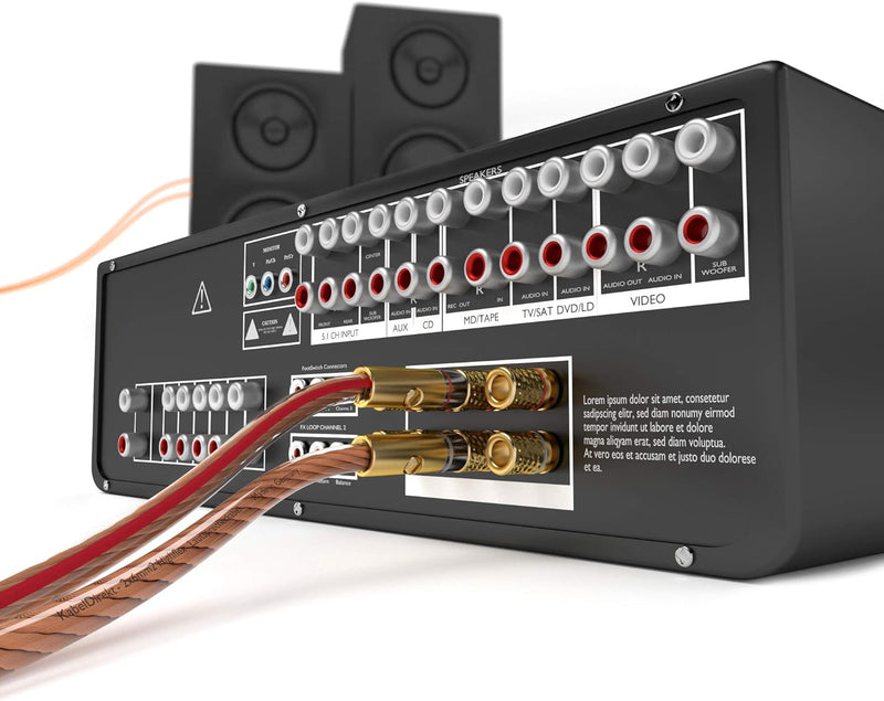 KabelDirekt – Lautsprecherkabel – Made in Germany – aus reinem Kupfer – 15m (2x6mm² HiFi Audio Boxen