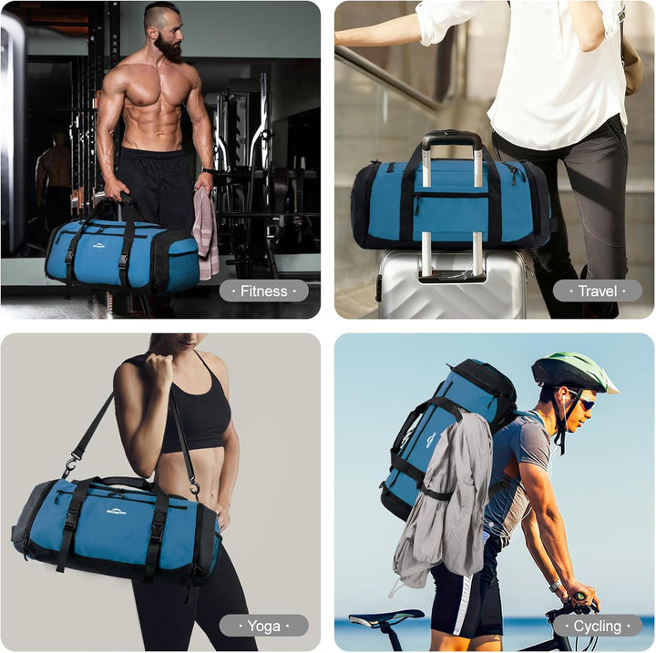 Sporttasche Herren + Rucksack-Funktion, 36L Reisetasche Damen, Sporttasche Damen mit Schuhfach, Nass
