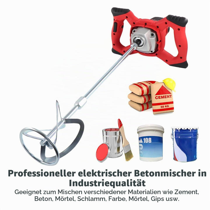 BriSunshine Mörtelrührer Rührgerät (2100W, 0-800r/min Drehzahl, 6 einstellbaren Geschwindigkeiten, A