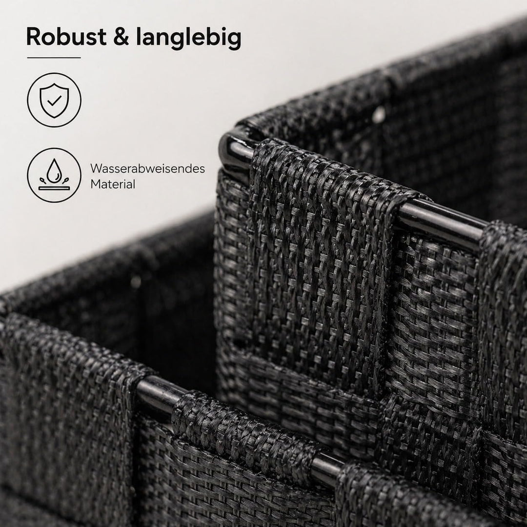 DRULINE 4er-Set Korb Silk Aufbewahrungskorb Badkorb Dekokorb Korb Aufbewahrung Deko Schwarz, Schwarz