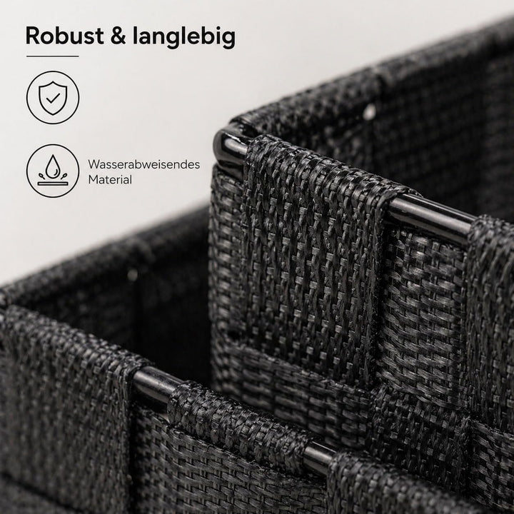 DRULINE 4er-Set Korb Silk Aufbewahrungskorb Badkorb Dekokorb Korb Aufbewahrung Deko Schwarz, Schwarz