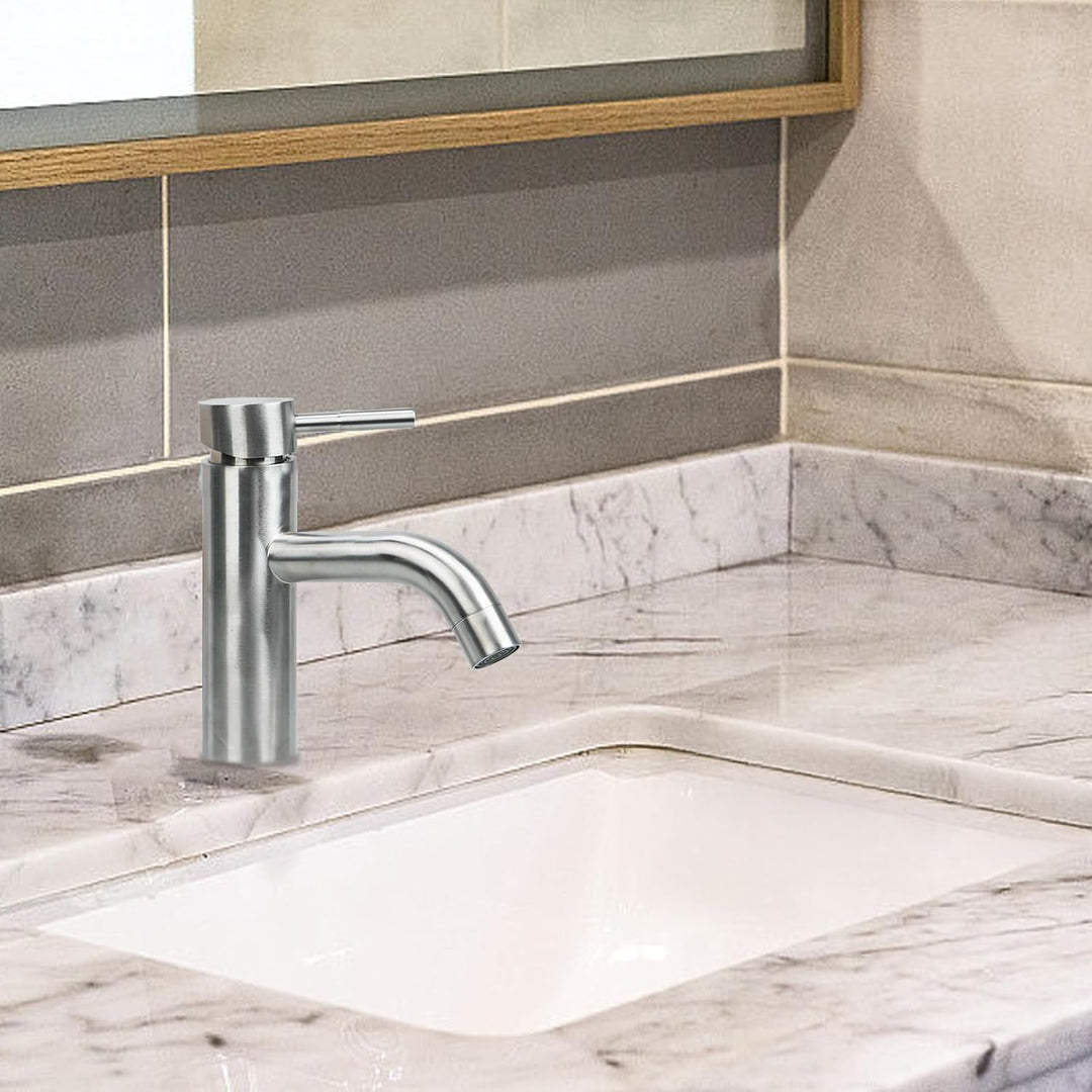 FALSKT Wasserhahn Bad SUS304 Edelstahl, Waschtischarmatur Infache Montage, Armatur Badezimmer mit 60