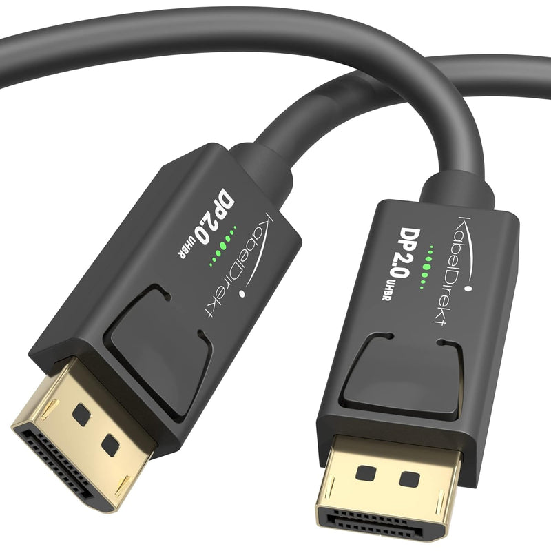 KabelDirekt – 8K Displayport Kabel 2.0 – 2 m – DP 2.0 Kabel mit spezieller A.I.S. Schirmung für Gami