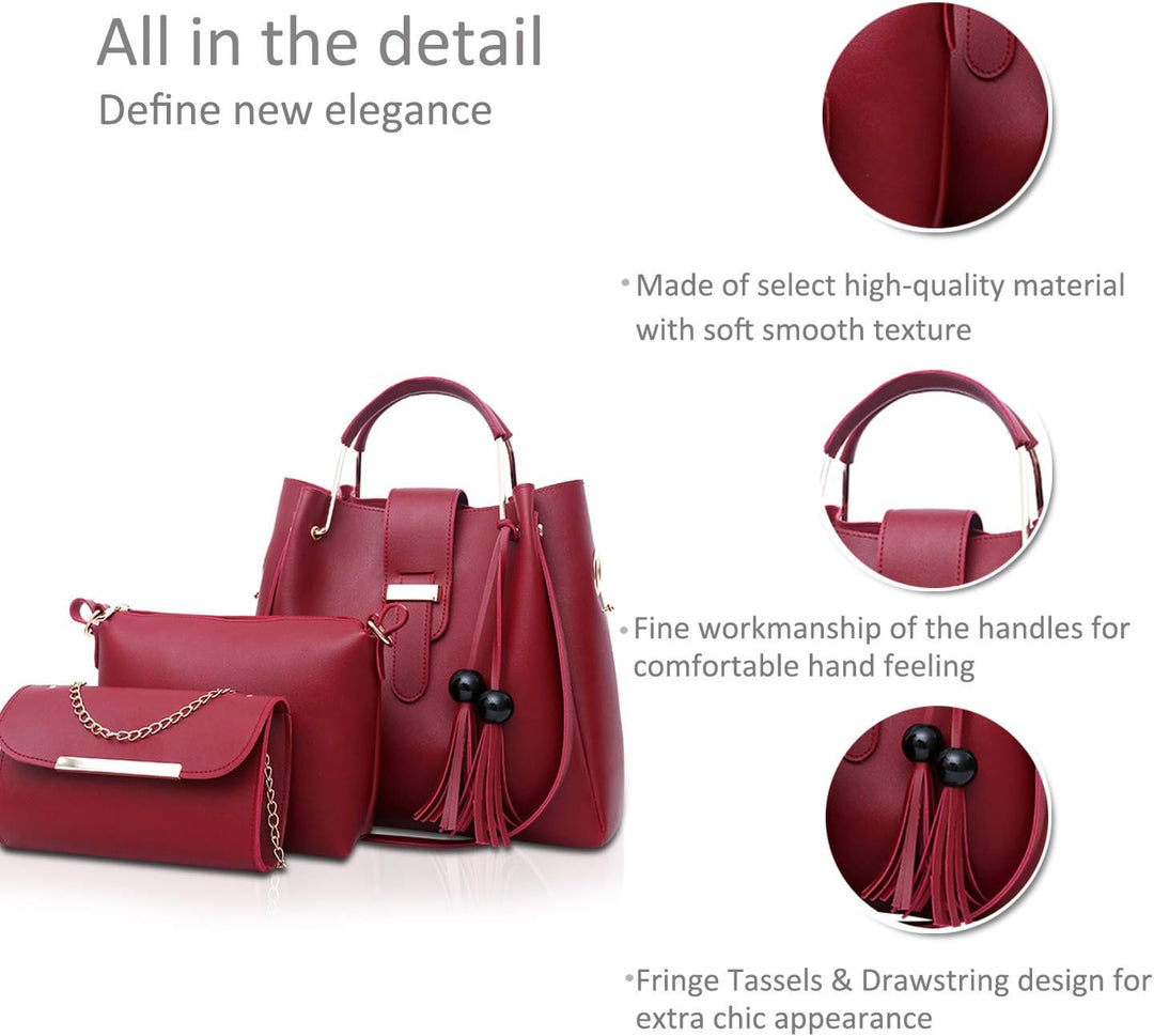 NICOLE & DORIS Damen Handtaschen 3 Stück Taschen für Damen Kette Tasche Top-Griffe Schultertaschen P