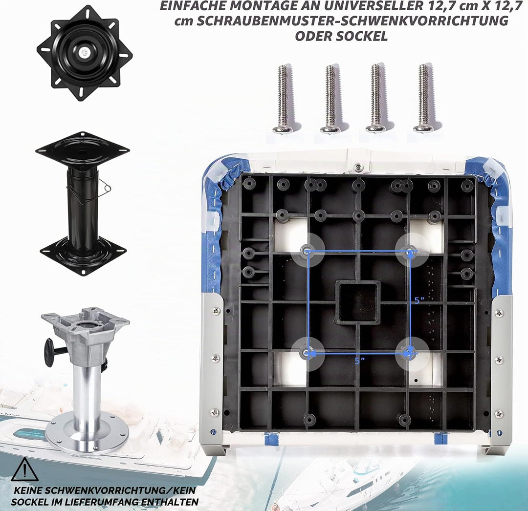 SUNDGORA Deluxe Marine Klappbarer Bootssitz mit hoher Rückenlehne, Edelstahlschrauben im Lieferumfan