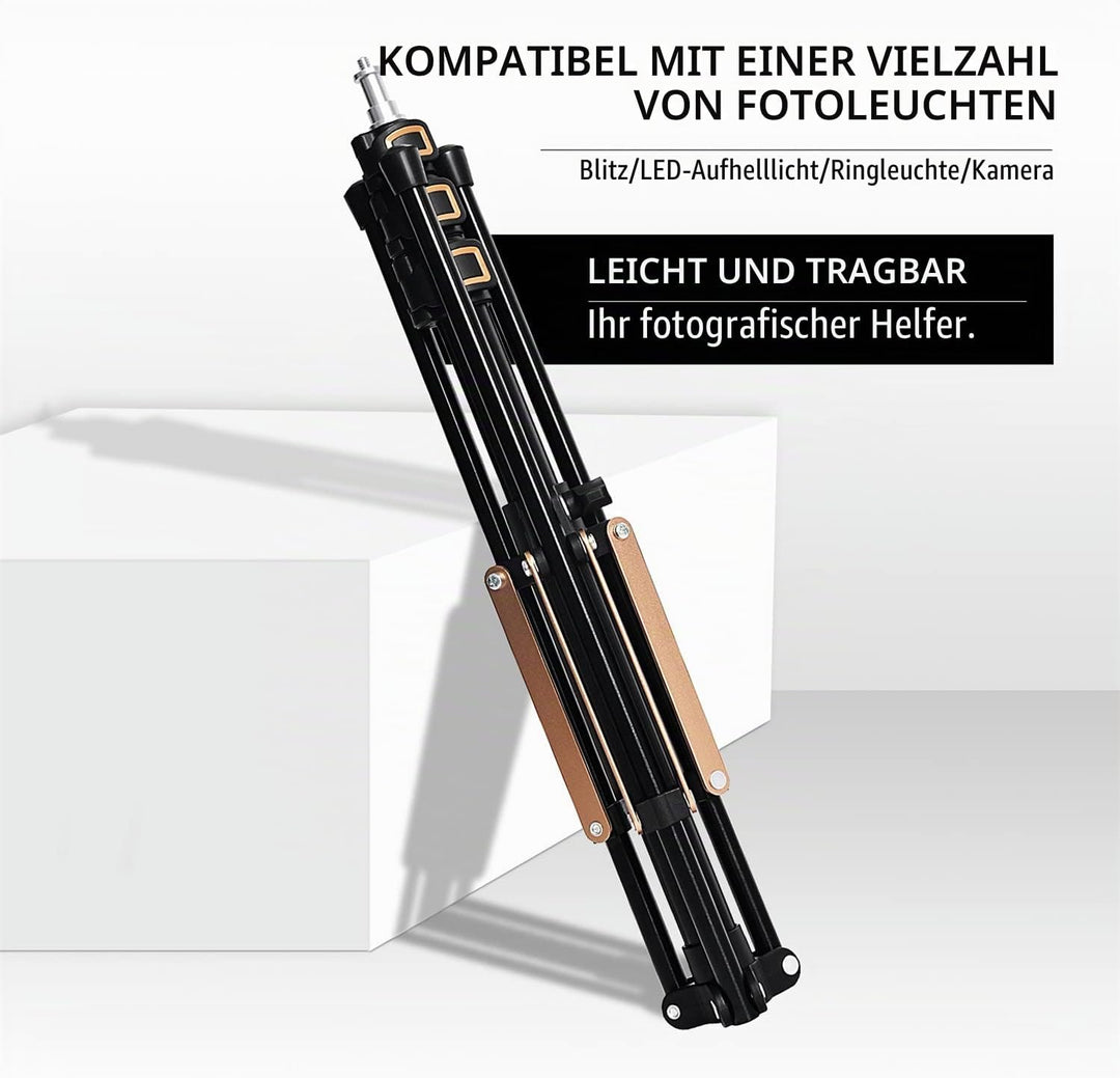 FOSOTO Lampenstativ 192cm faltbar Lichtständer Lichtstativ aus Aluminium Kompaktes Leichtes Lichtsta