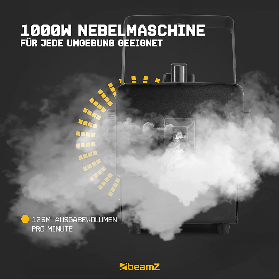 BeamZ RAGE1000 Nebelmaschine mit Lichteffekt, 1000 Watt, Fogger, Rauchmaschine, Fog Machine, Funkfer