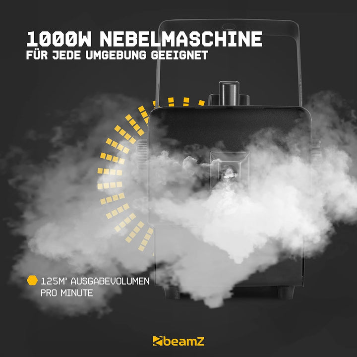 BeamZ RAGE1000 Nebelmaschine mit Lichteffekt, 1000 Watt, Fogger, Rauchmaschine, Fog Machine, Funkfer