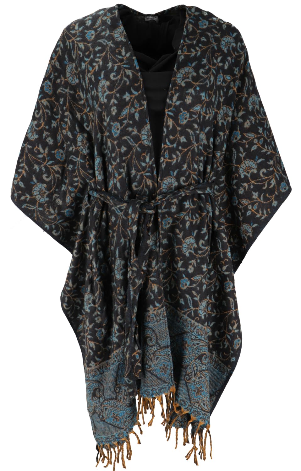 GURU SHOP Flauschiger Kimono Mantel, Kimonokleid, Kaftan, Poncho, Damen, Grün, Synthetisch, Size:40