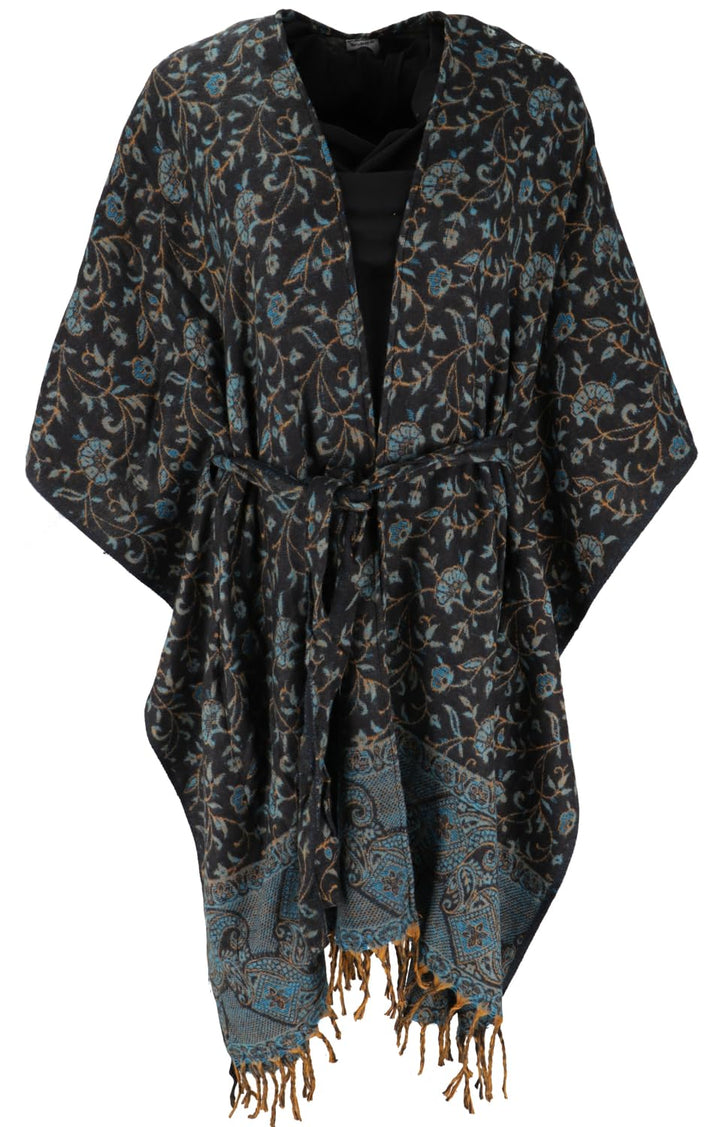 GURU SHOP Flauschiger Kimono Mantel, Kimonokleid, Kaftan, Poncho, Damen, Grün, Synthetisch, Size:40