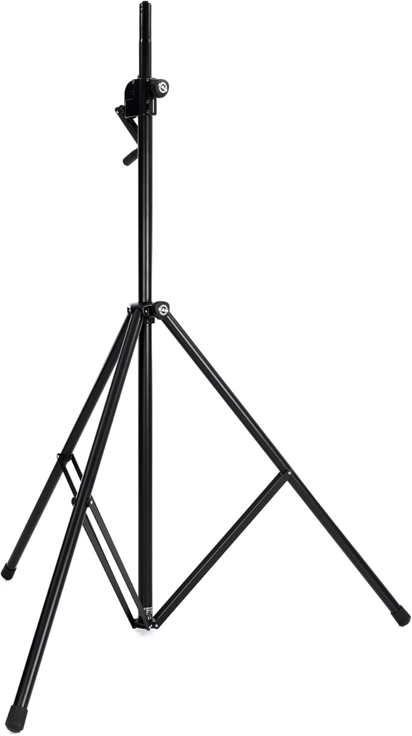 K&M 24615 Leuchten-/ Boxenstativ Schwarz Aluminium, Stahl - komfortable Kurbel, Auto Lock Verriegelu