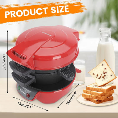 Sandwich Toaster Burger Maker mit Eierringe und Zeitschaltuhr, Effiziente Antihaft Heizplatten, Spül