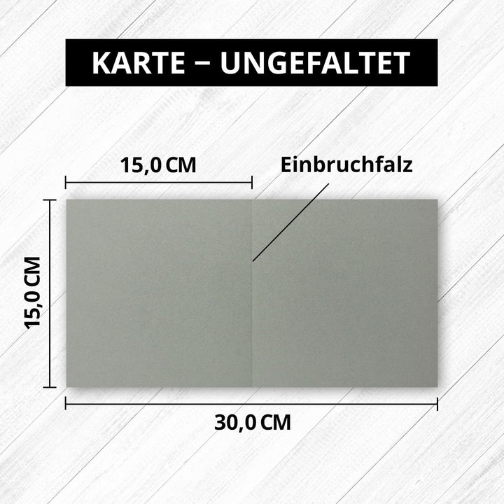75x Quadratisches Falt-Karten Set - 15 x 15 cm - mit Brief-Umschlägen & Einlegeblättern - Graphit -