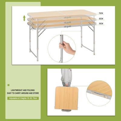 WOLTU Campingtisch Klapptisch Gartentisch Arbeitstisch Balkontisch höhenverstellbar Aluminium MDF He