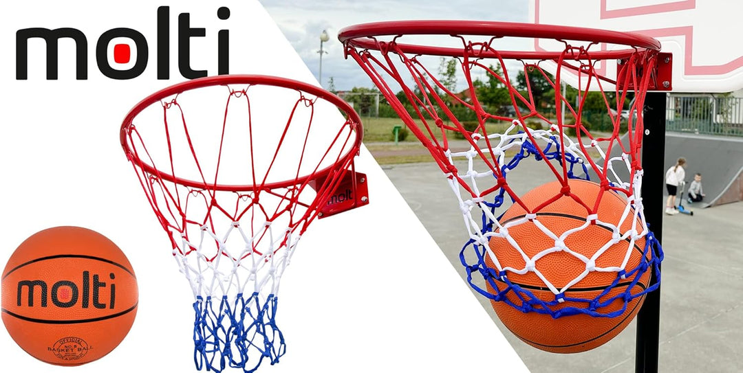 molti Basketball Set für Kinder | Ball Gr. 5| Ř 45 cm Basketballkorb mit Wandhalterung und abnehmbar