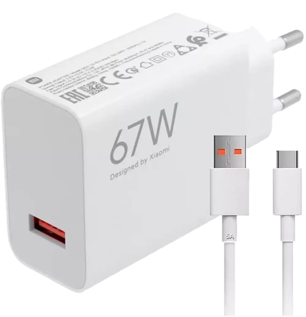 Xiaomi Mi Travel Charger Combo Set with USB-A to Type-C Charing Cable 1m, 67W White EU MDY-12-EJ