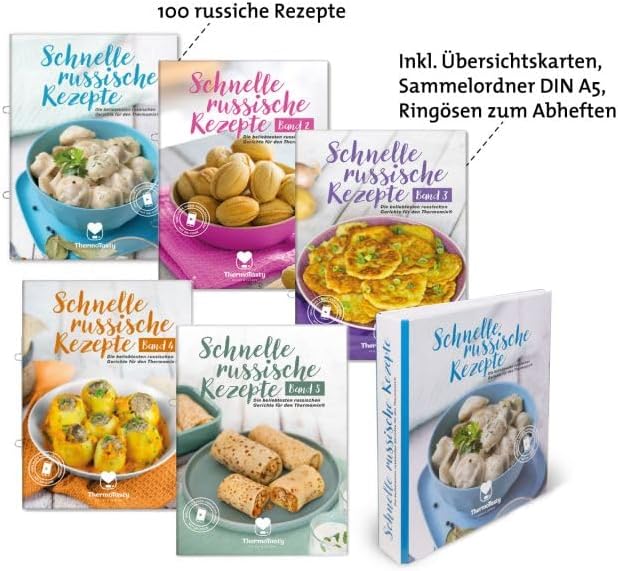 ThermoTasty Russisches Bündelset: 5 Kochbücher mit 100 original russischen Rezepten, russische Geric