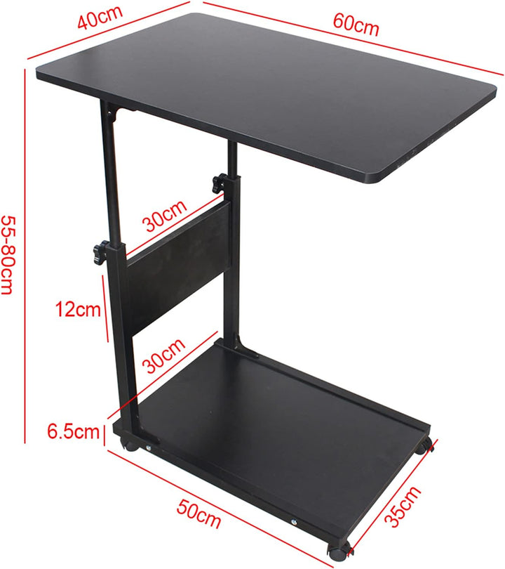 Beistelltisch Tisch mit Rollen Betttisch Höhenverstellbar 55-80 cm Schreibtisch Computertisch Sofati